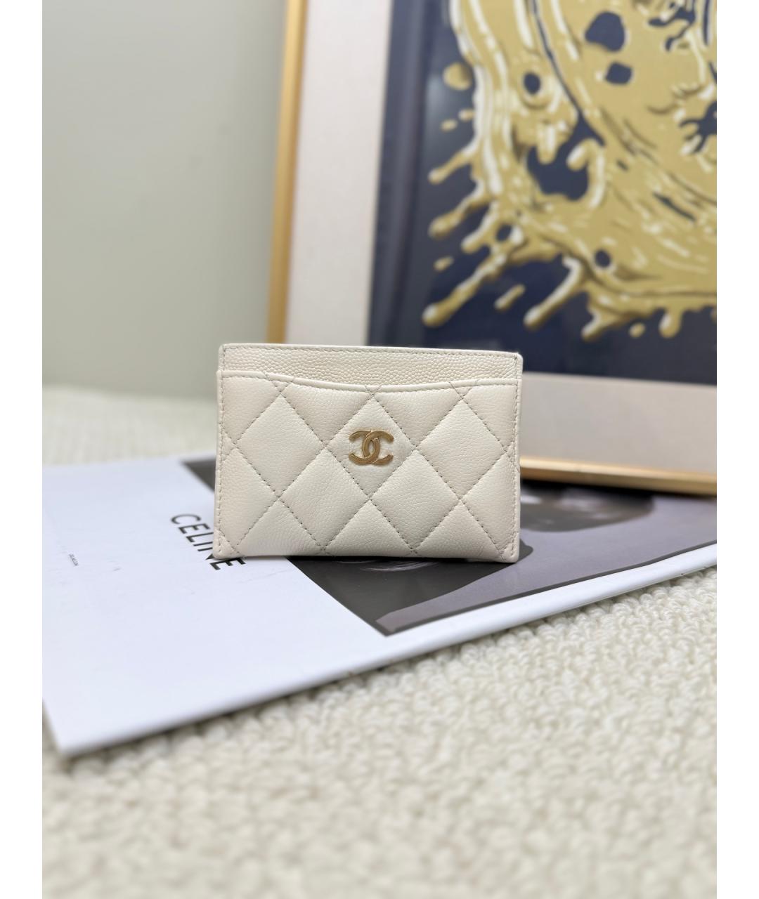 CHANEL Белый кожаный кардхолдер, фото 5