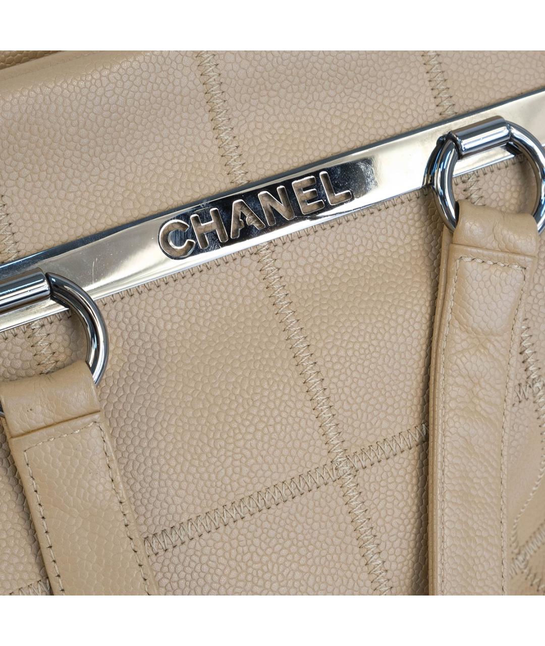 CHANEL Бежевая кожаная сумка тоут, фото 5