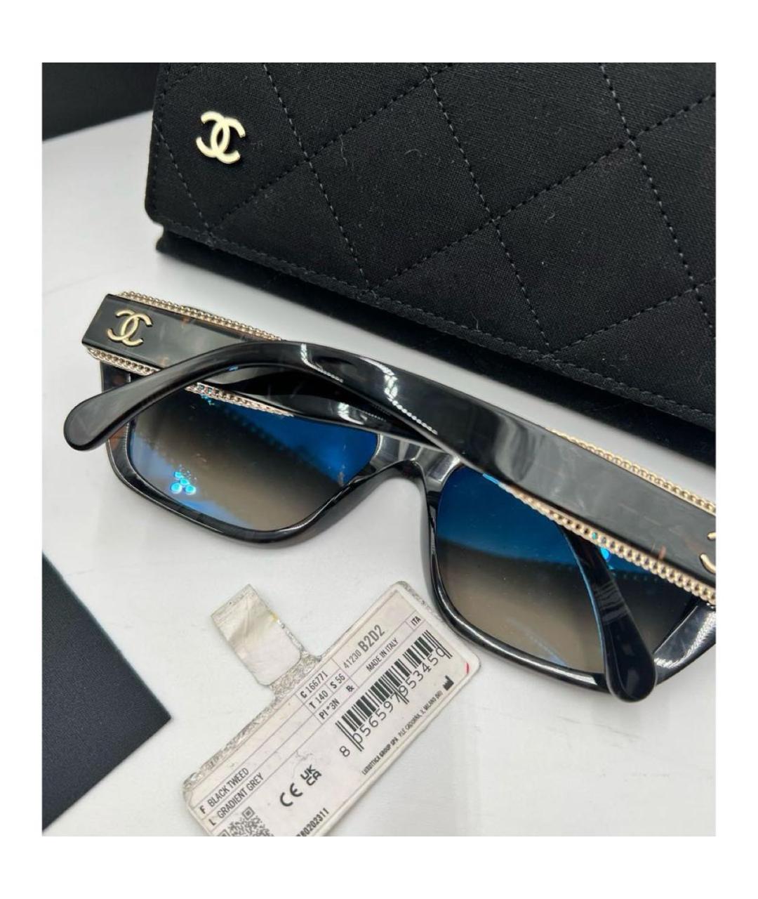 CHANEL Черные пластиковые солнцезащитные очки, фото 5