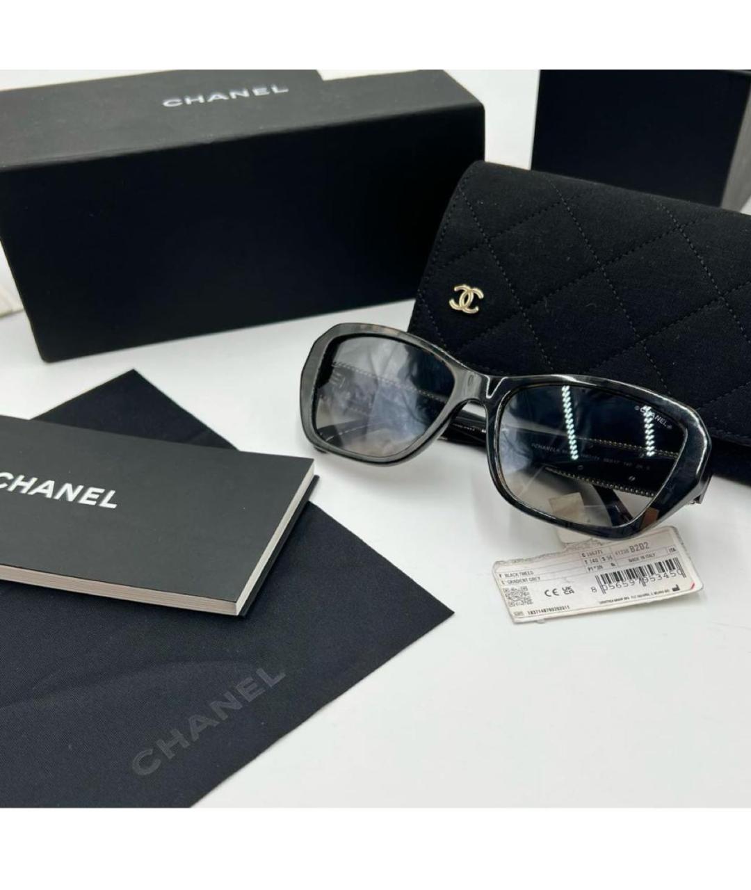 CHANEL Черные пластиковые солнцезащитные очки, фото 4
