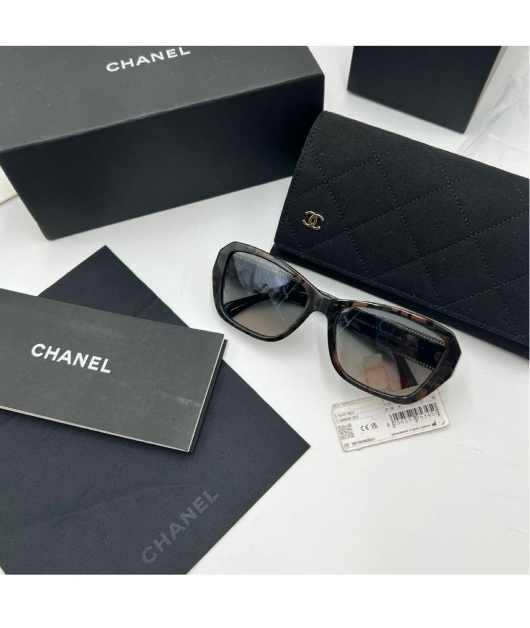 CHANEL Черные пластиковые солнцезащитные очки, фото 3