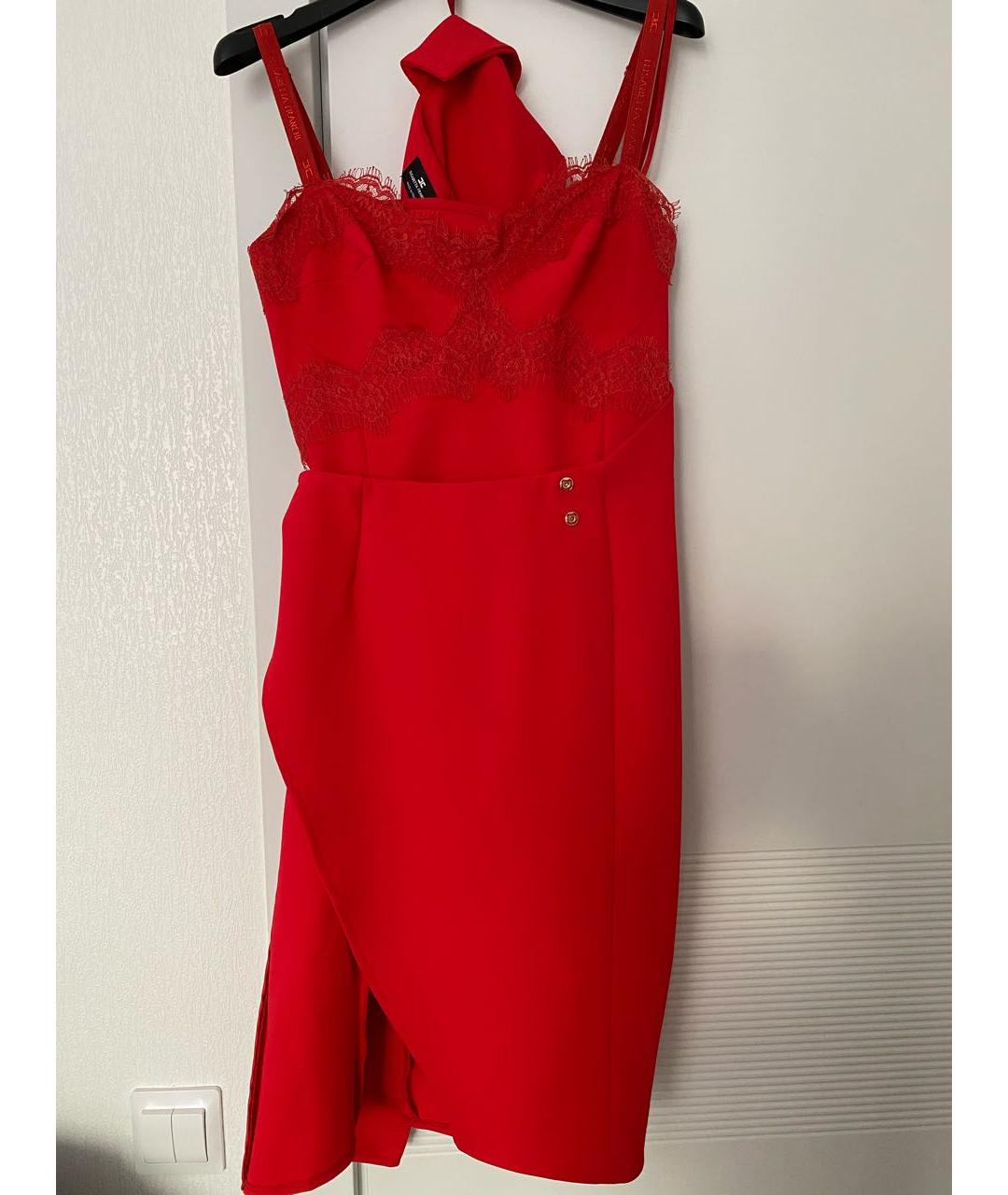 ELISABETTA FRANCHI Красное полиэстеровое коктейльное платье, фото 4