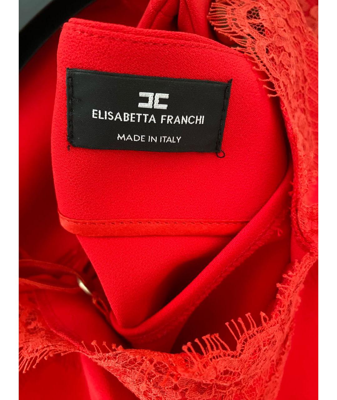 ELISABETTA FRANCHI Красное полиэстеровое коктейльное платье, фото 3