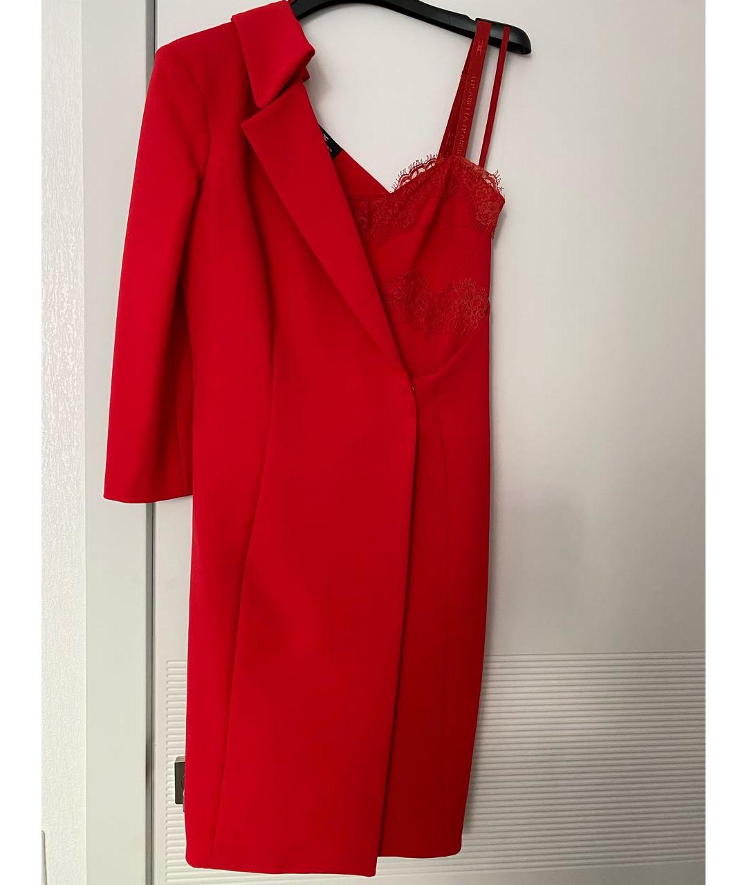 ELISABETTA FRANCHI Красное полиэстеровое коктейльное платье, фото 8