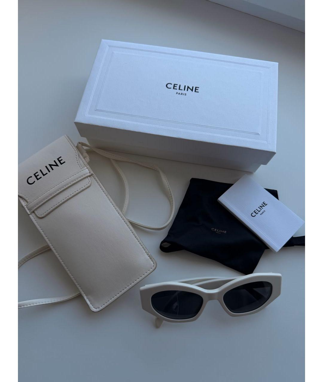 CELINE Белые пластиковые солнцезащитные очки, фото 6