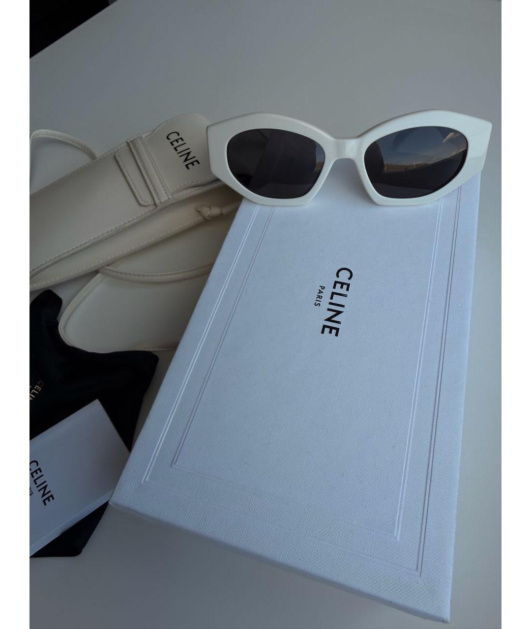 CELINE Белые пластиковые солнцезащитные очки, фото 8