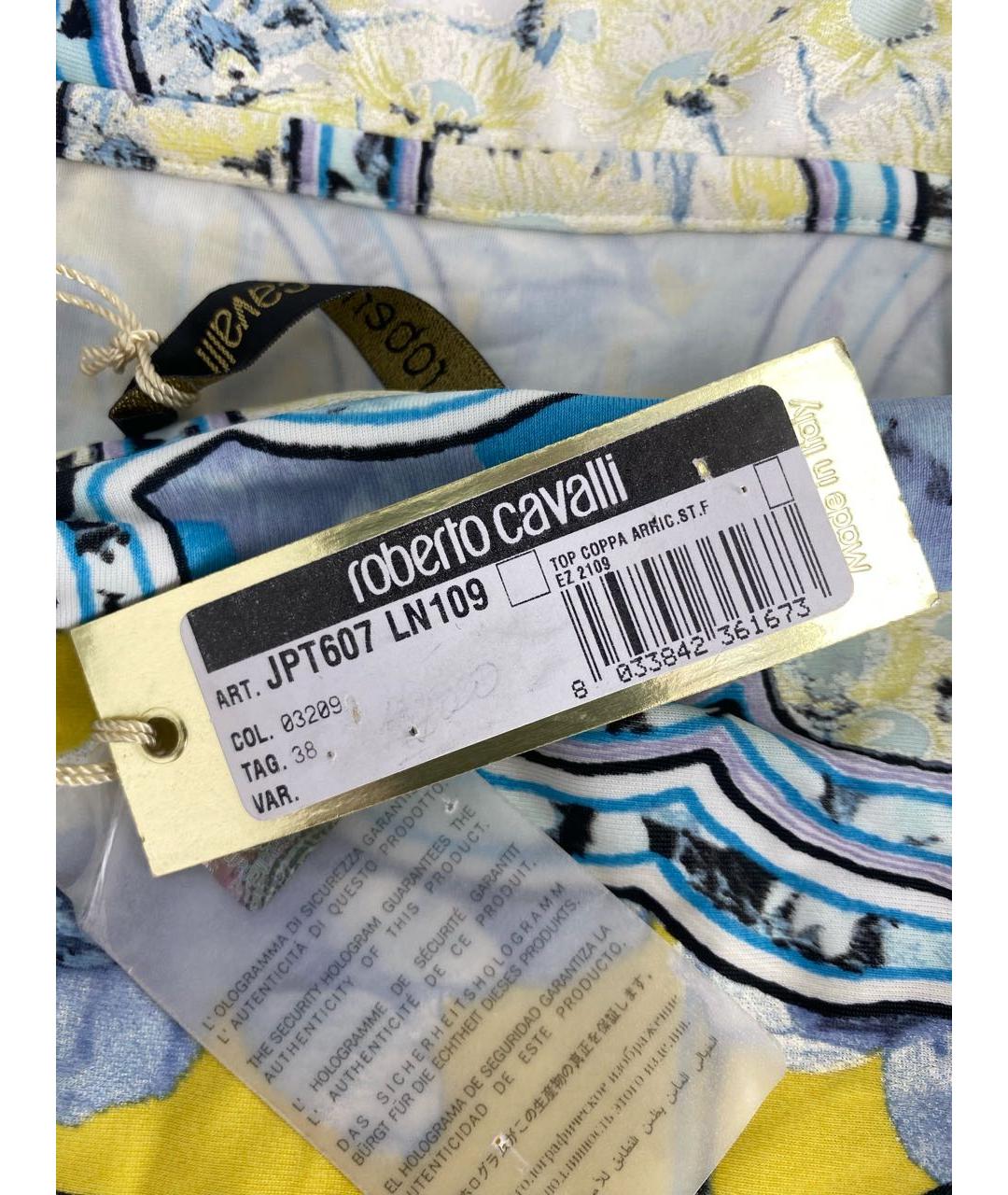 ROBERTO CAVALLI Голубая полиамидовая майка, фото 8