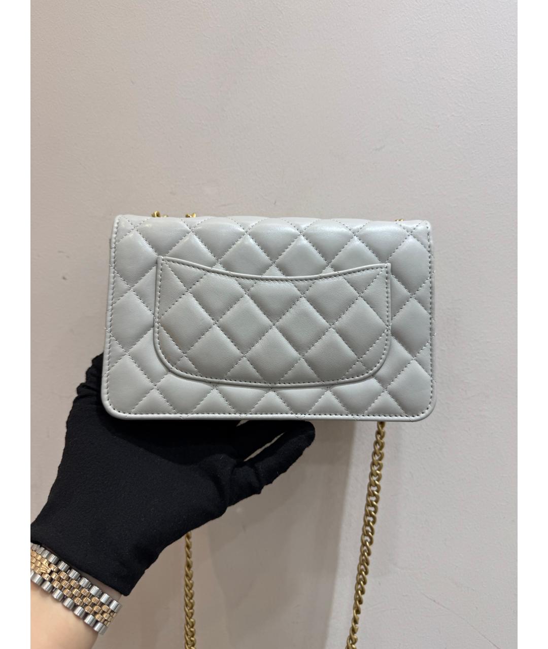 CHANEL Серая кожаная сумка через плечо, фото 3