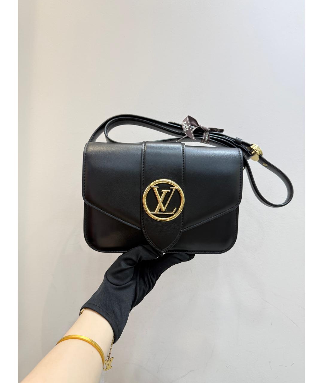 LOUIS VUITTON Черная кожаная сумка через плечо, фото 2