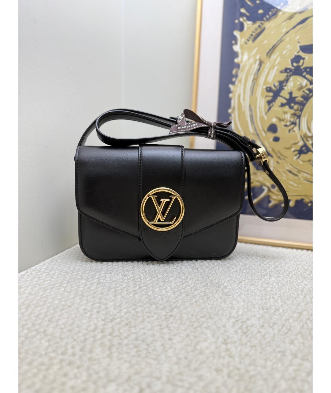 LOUIS VUITTON Черная кожаная сумка через плечо, фото 10
