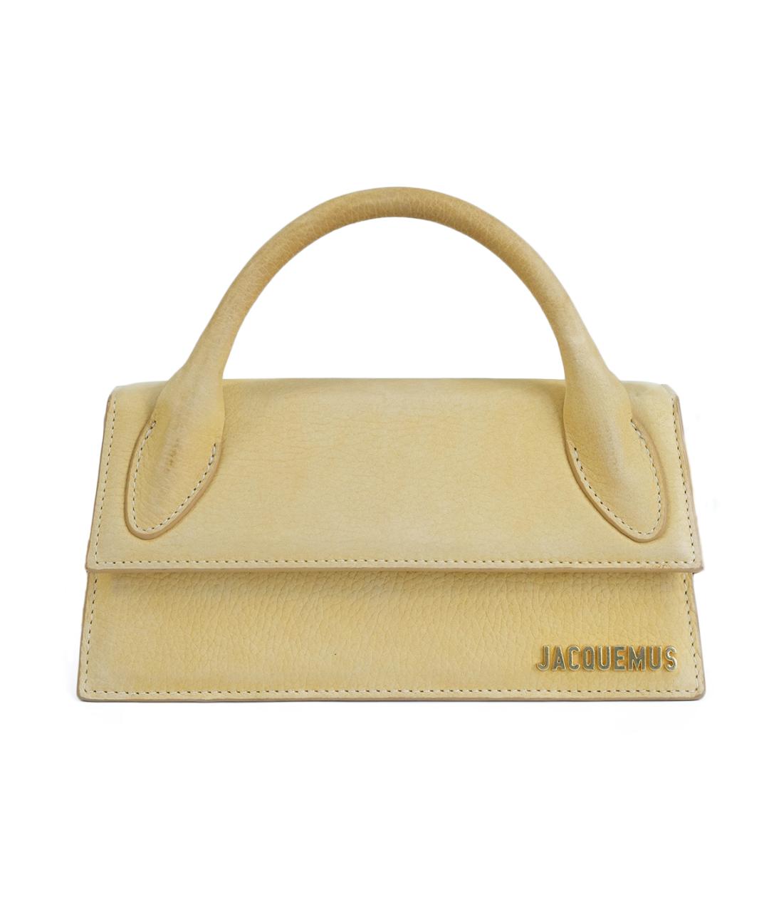 JACQUEMUS Горчичная кожаная сумка с короткими ручками, фото 7