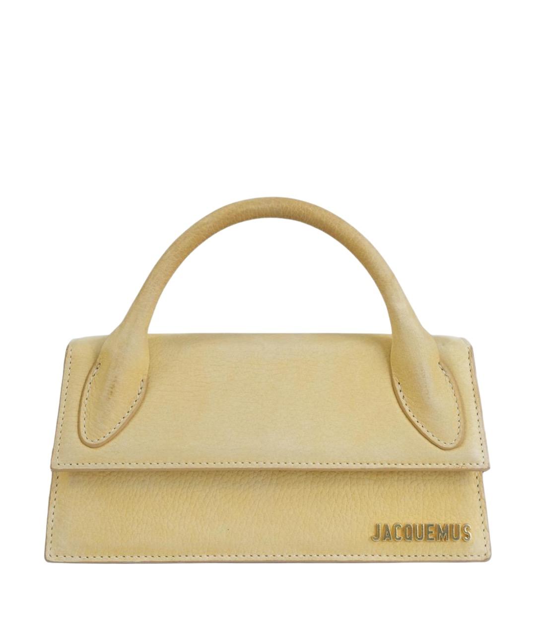 JACQUEMUS Горчичная кожаная сумка с короткими ручками, фото 1