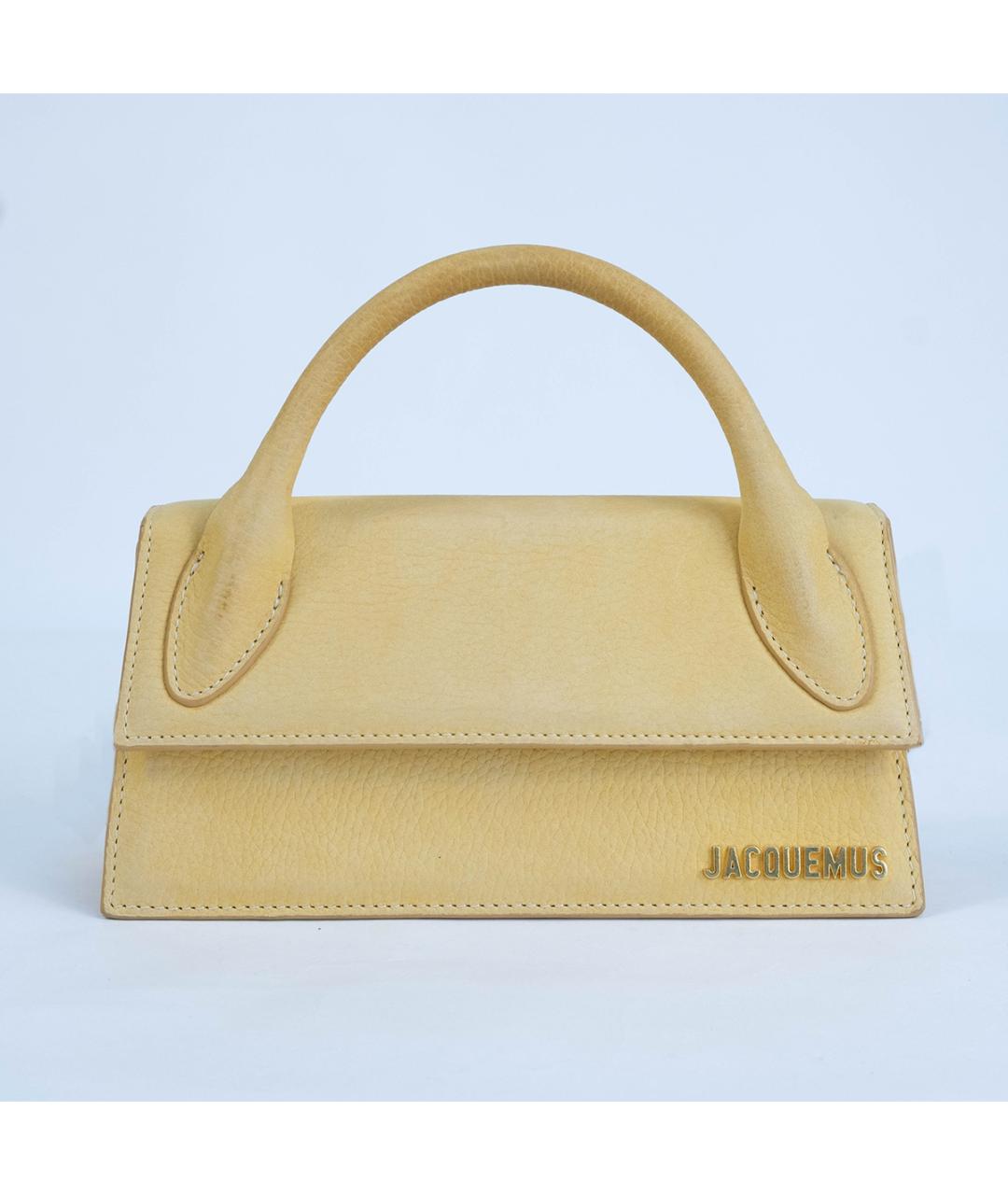 JACQUEMUS Горчичная кожаная сумка с короткими ручками, фото 2