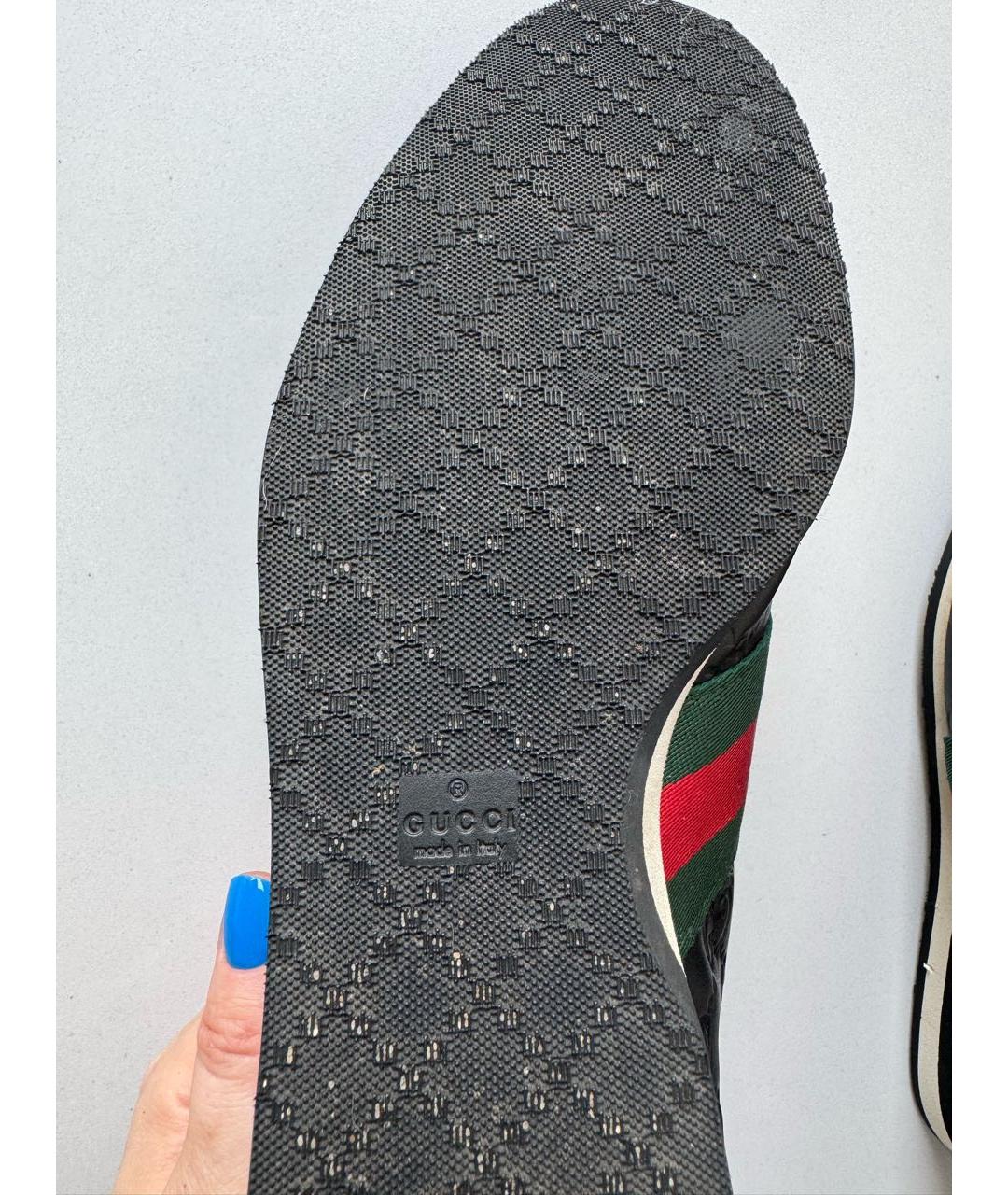 GUCCI Черные кожаные кеды, фото 7