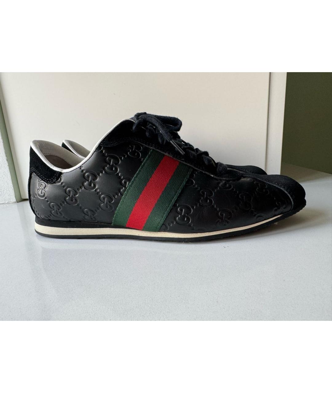 GUCCI Черные кожаные кеды, фото 8