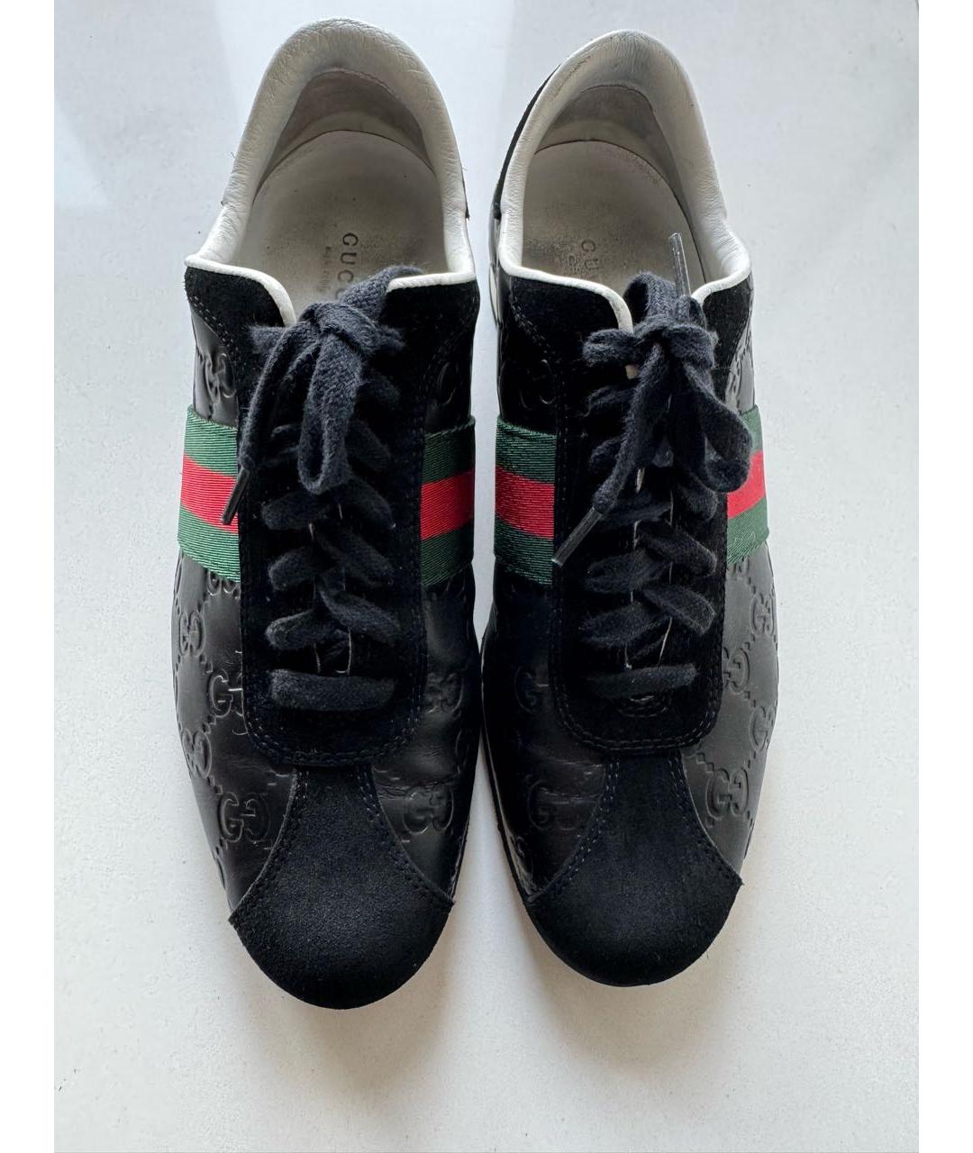 GUCCI Черные кожаные кеды, фото 2