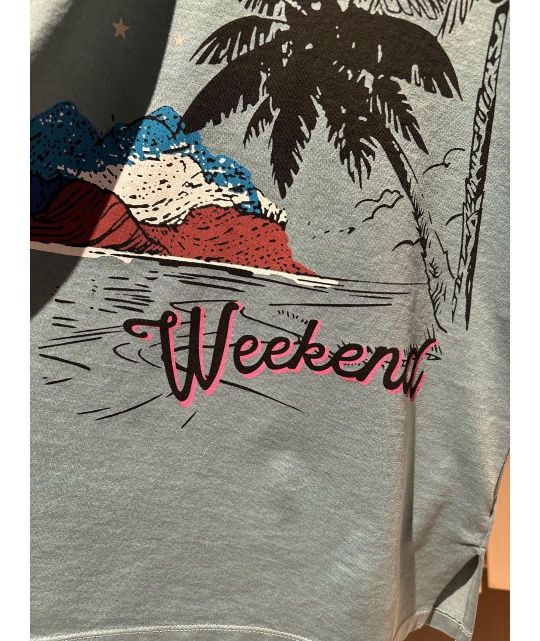 WEEKEND MAX MARA Голубая хлопковая футболка, фото 5