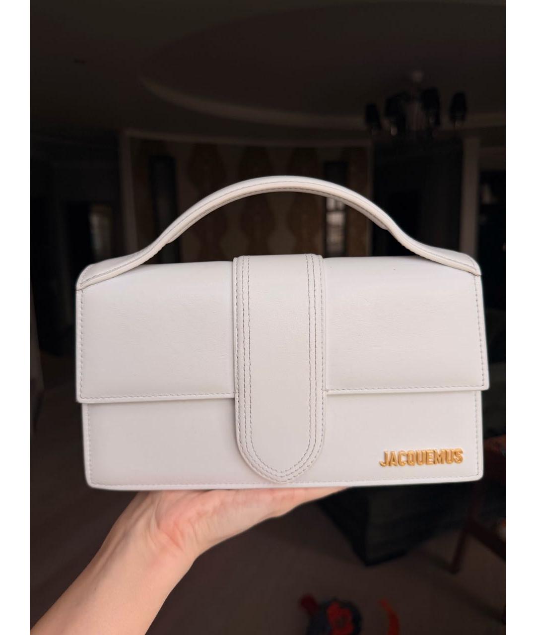 JACQUEMUS Белая кожаная сумка через плечо, фото 9