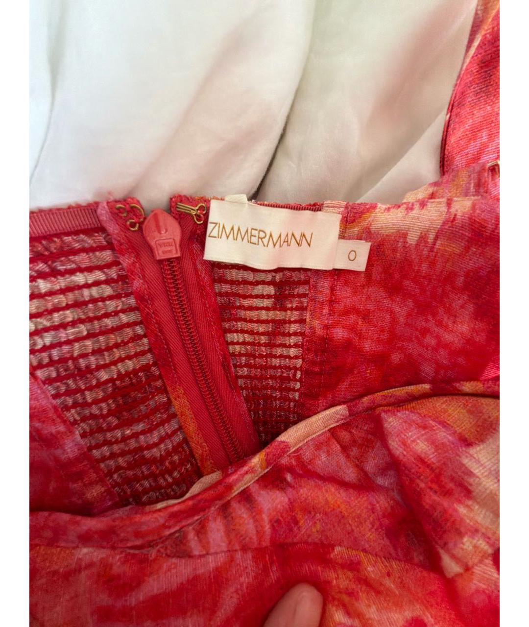 ZIMMERMANN Коралловое льняное повседневное платье, фото 3