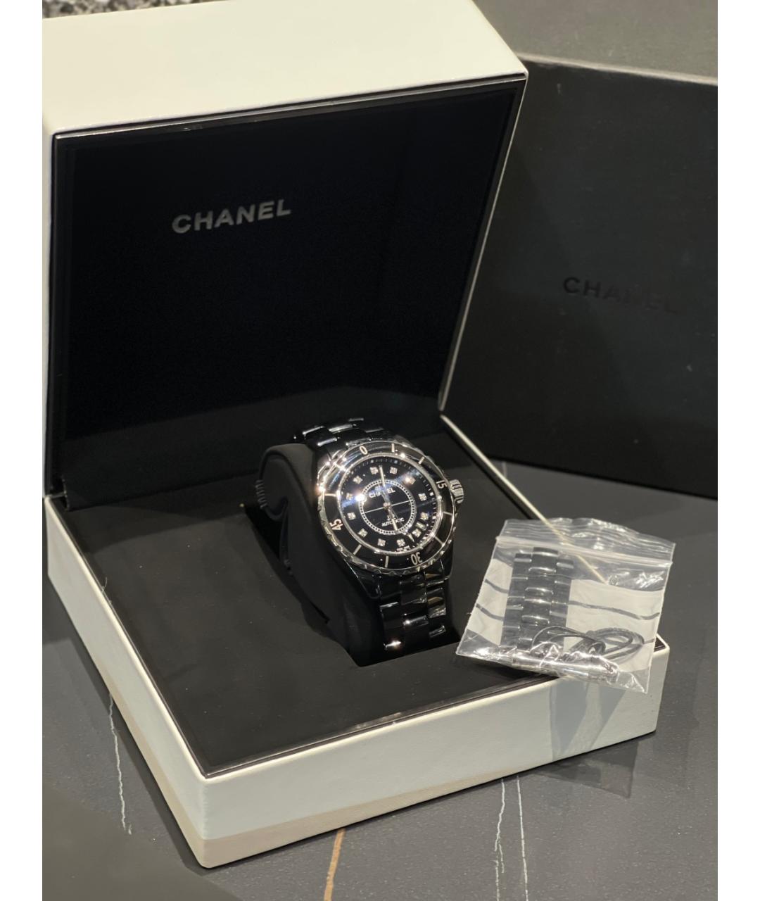 CHANEL Черные металлические часы, фото 4