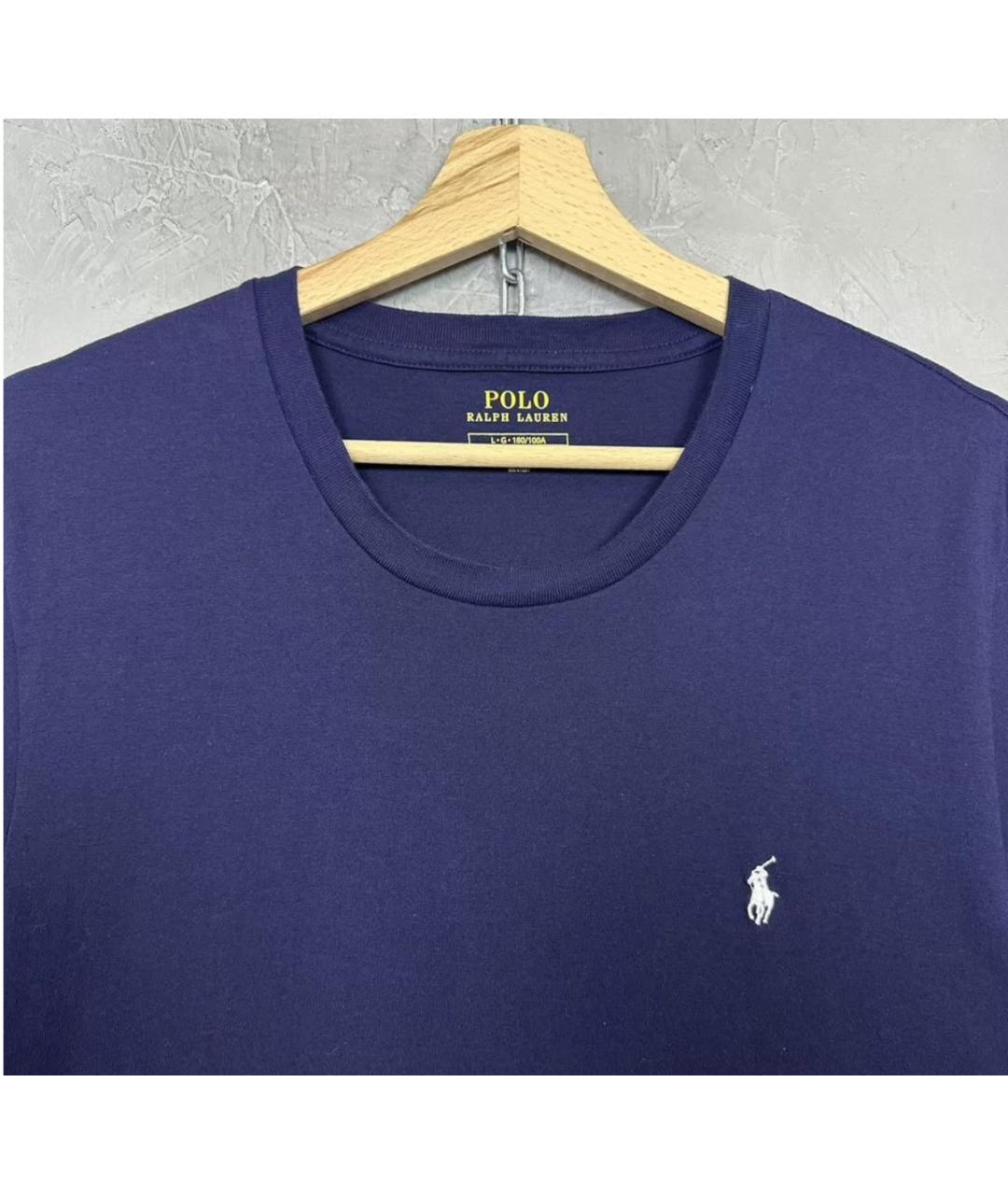 POLO RALPH LAUREN Темно-синяя хлопковая футболка, фото 2