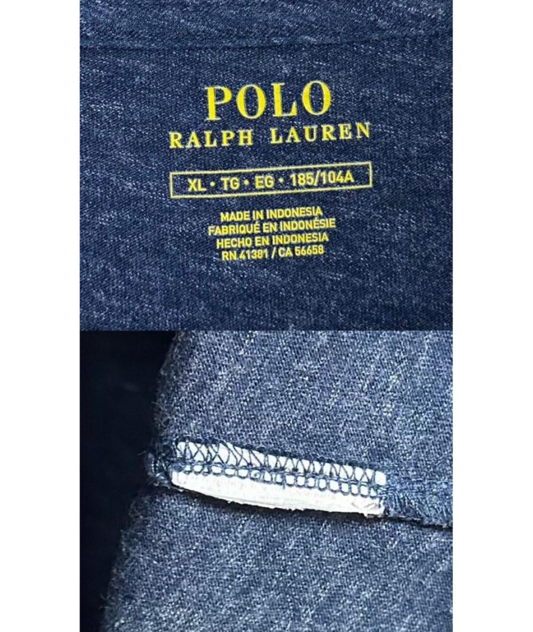 POLO RALPH LAUREN Темно-синяя хлопковая футболка, фото 5