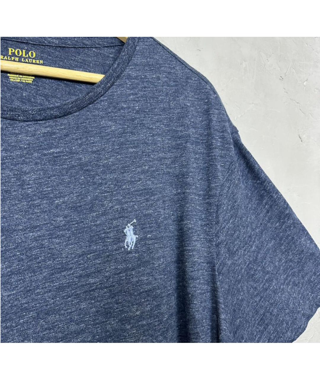 POLO RALPH LAUREN Темно-синяя хлопковая футболка, фото 3