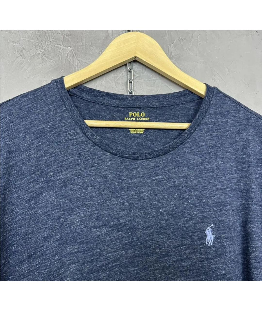 POLO RALPH LAUREN Темно-синяя хлопковая футболка, фото 2