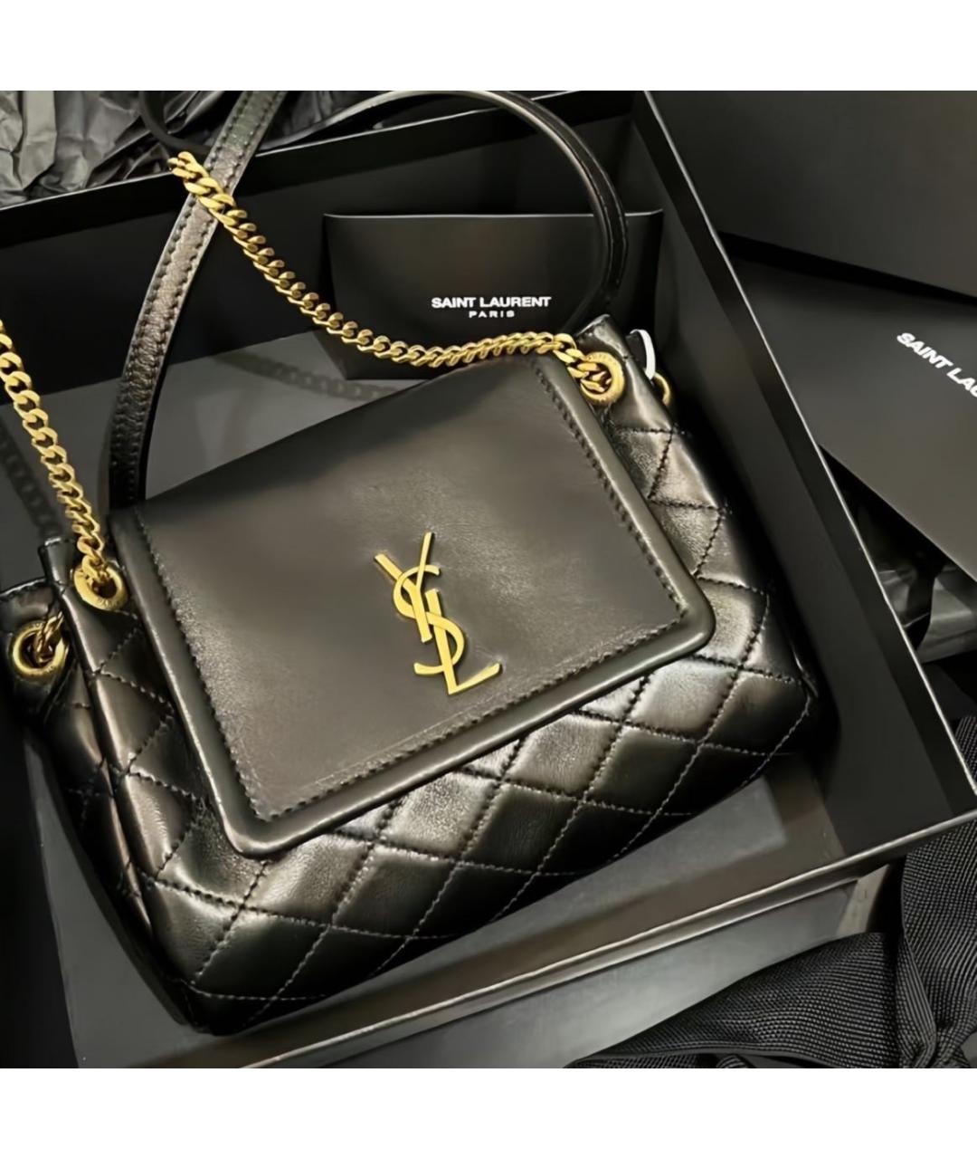 SAINT LAURENT Черная кожаная сумка через плечо, фото 4
