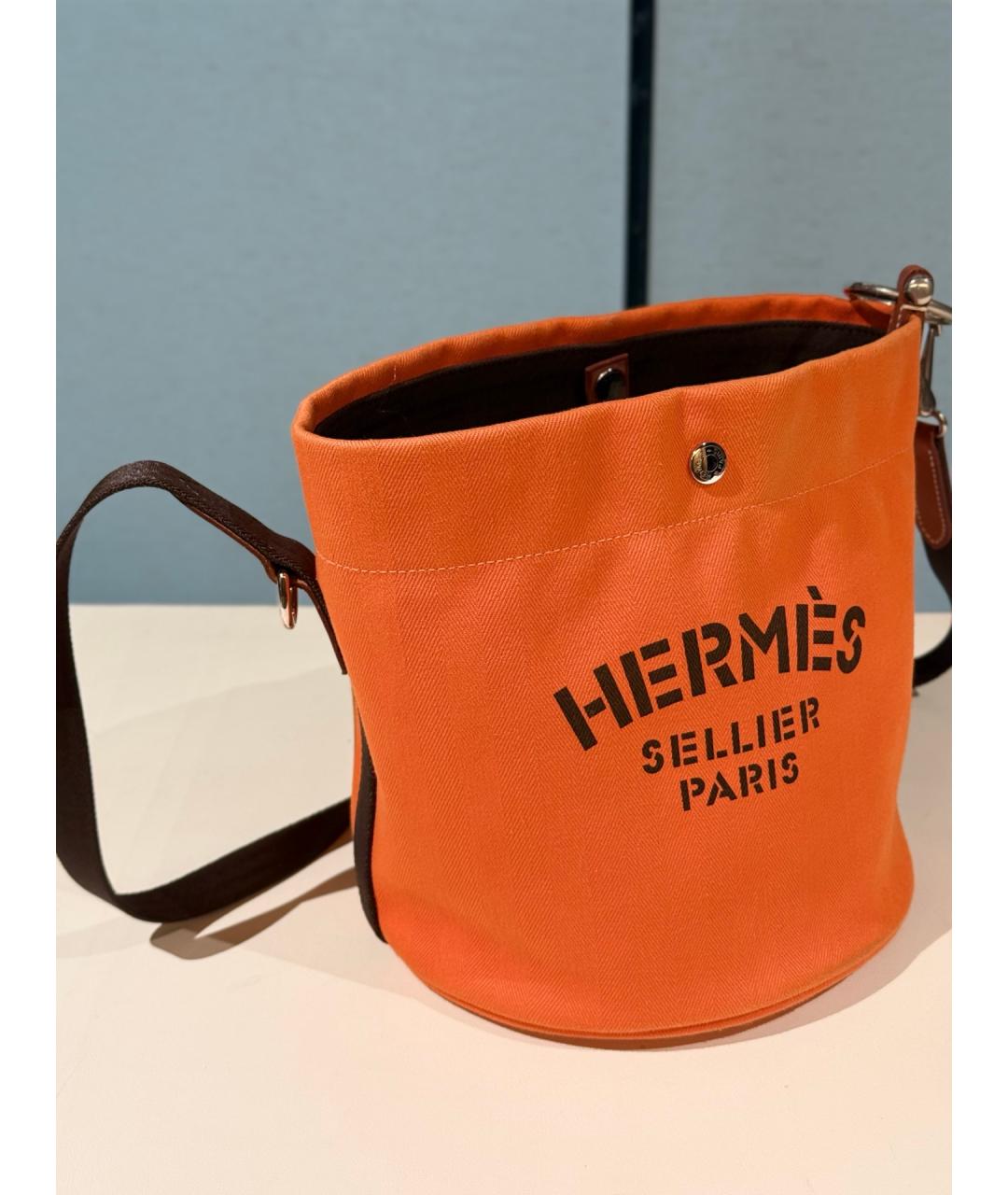 HERMES Оранжевая деним сумка через плечо, фото 3