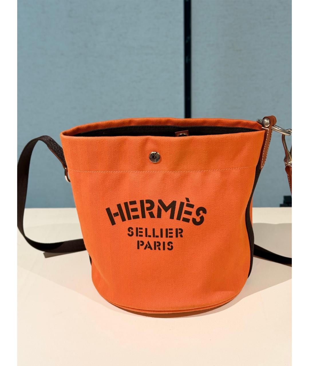 HERMES Оранжевая деним сумка через плечо, фото 8