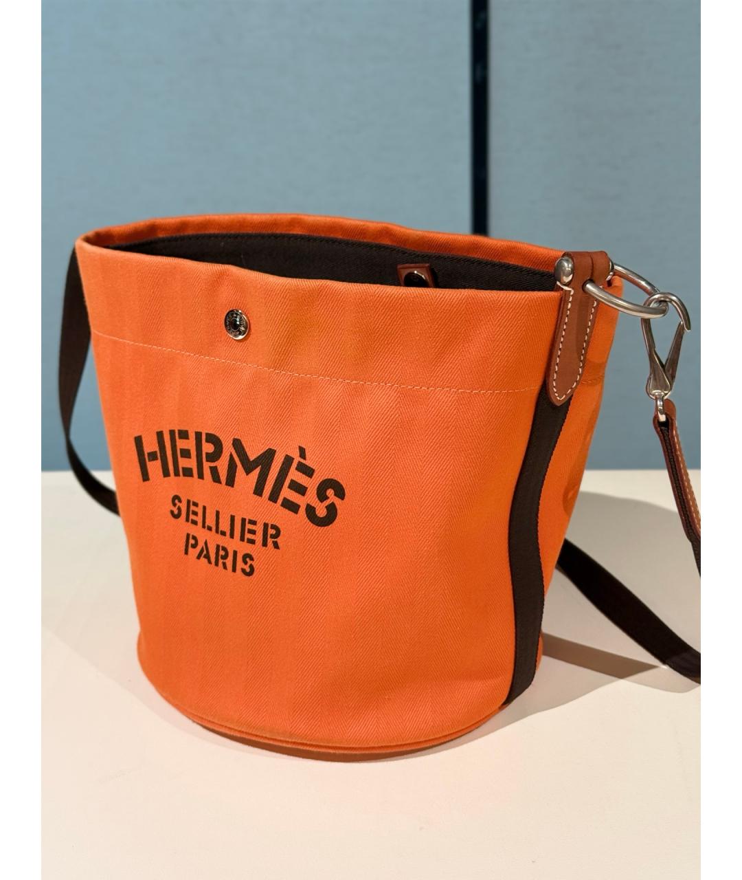 HERMES Оранжевая деним сумка через плечо, фото 2