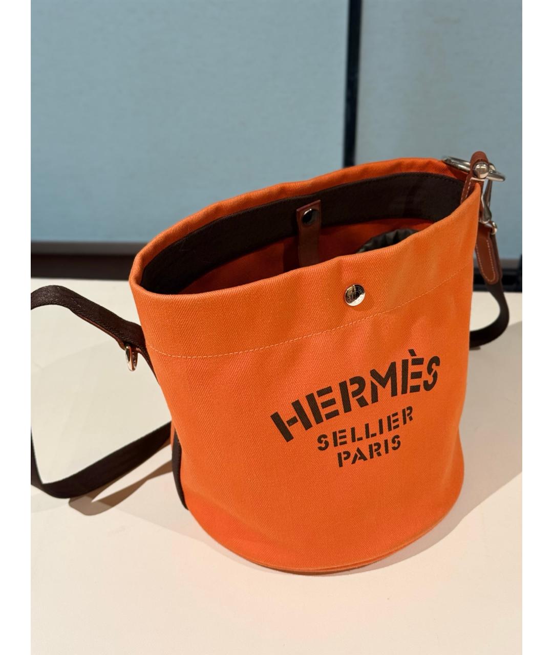 HERMES Оранжевая деним сумка через плечо, фото 4