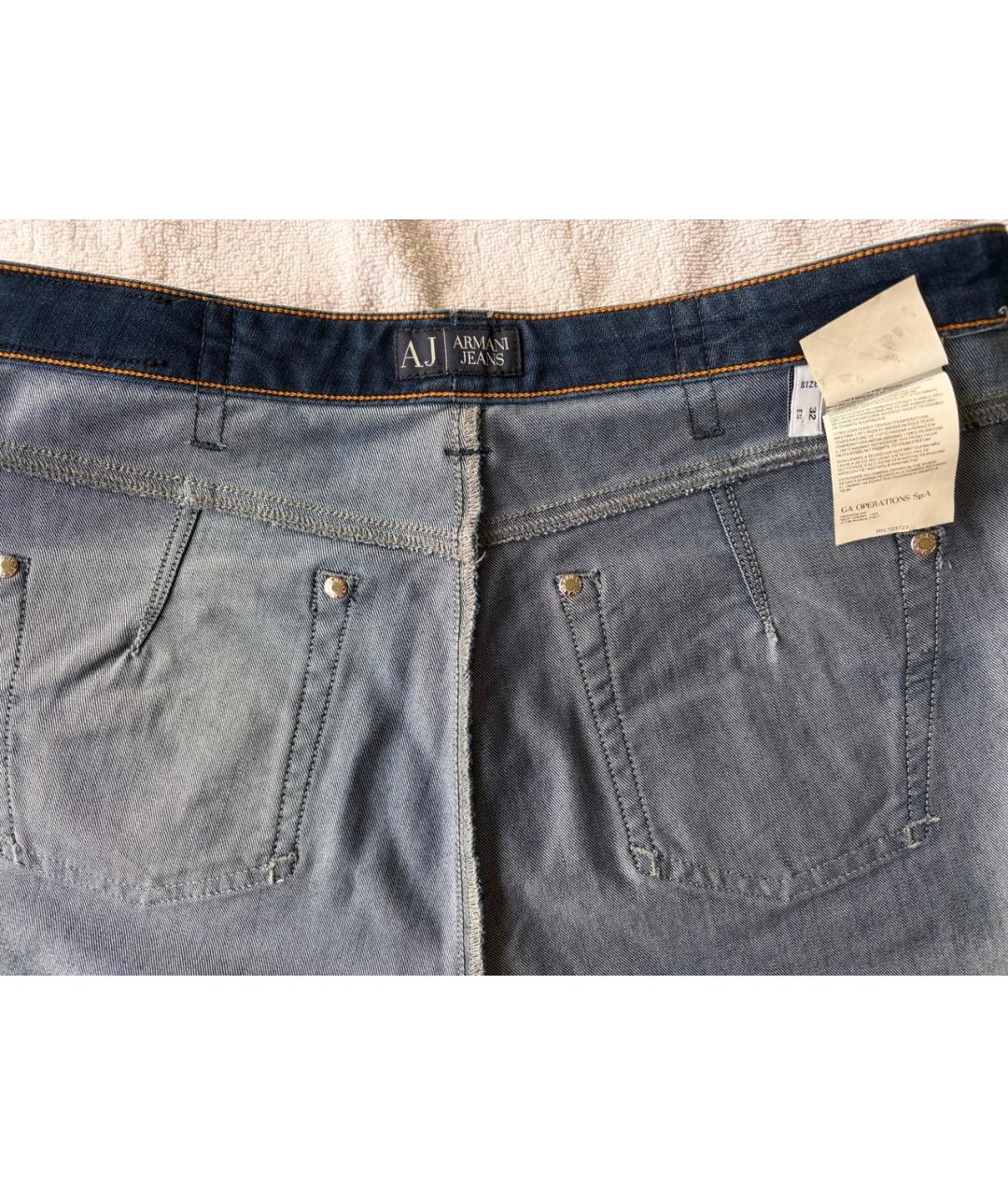 ARMANI JEANS Темно-синие хлопко-полиэстеровые прямые джинсы, фото 3