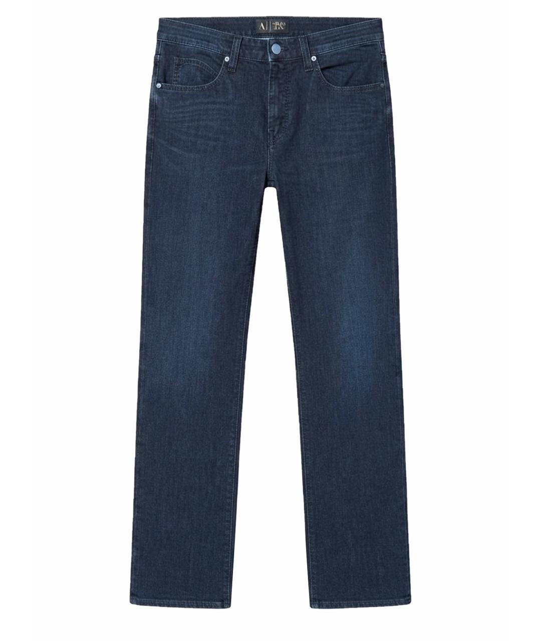 ARMANI JEANS Темно-синие хлопко-полиэстеровые прямые джинсы, фото 1