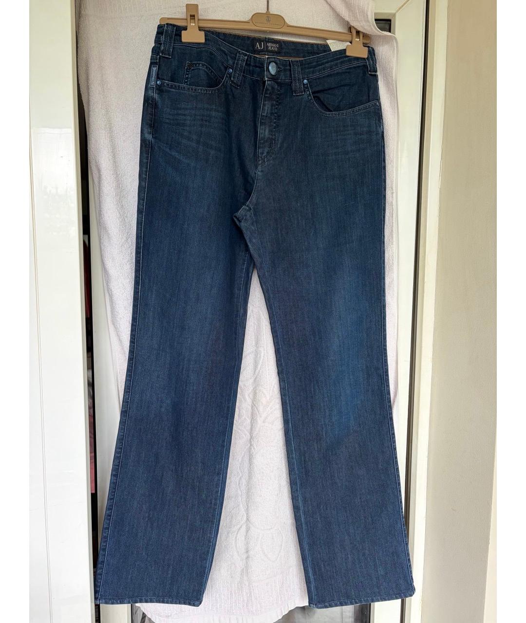 ARMANI JEANS Темно-синие хлопко-полиэстеровые прямые джинсы, фото 10