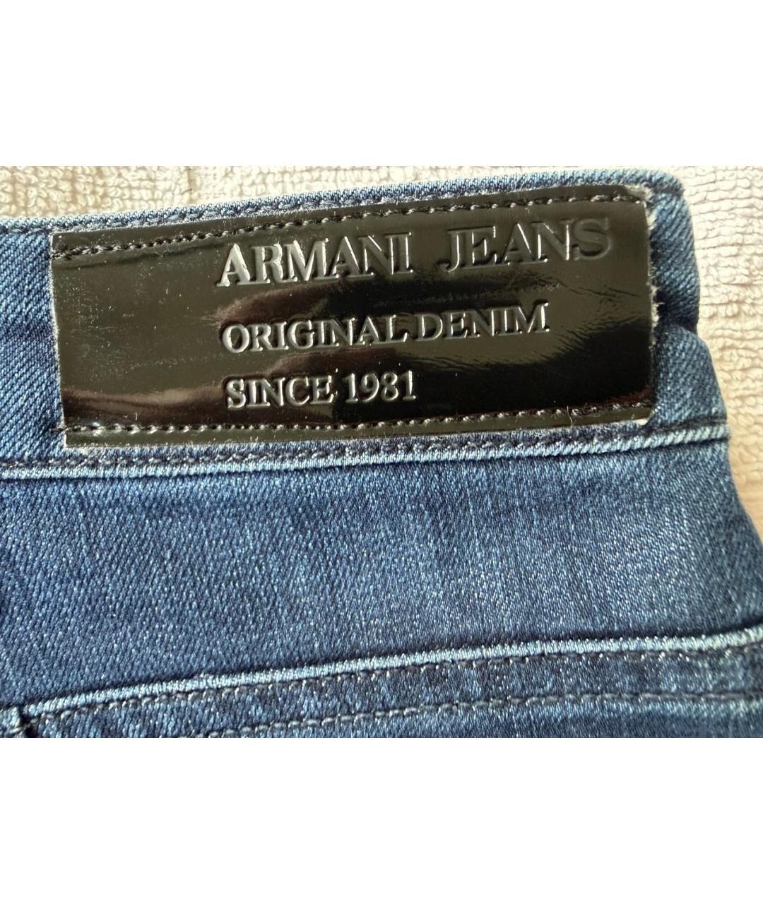 ARMANI JEANS Темно-синие хлопко-полиэстеровые прямые джинсы, фото 8