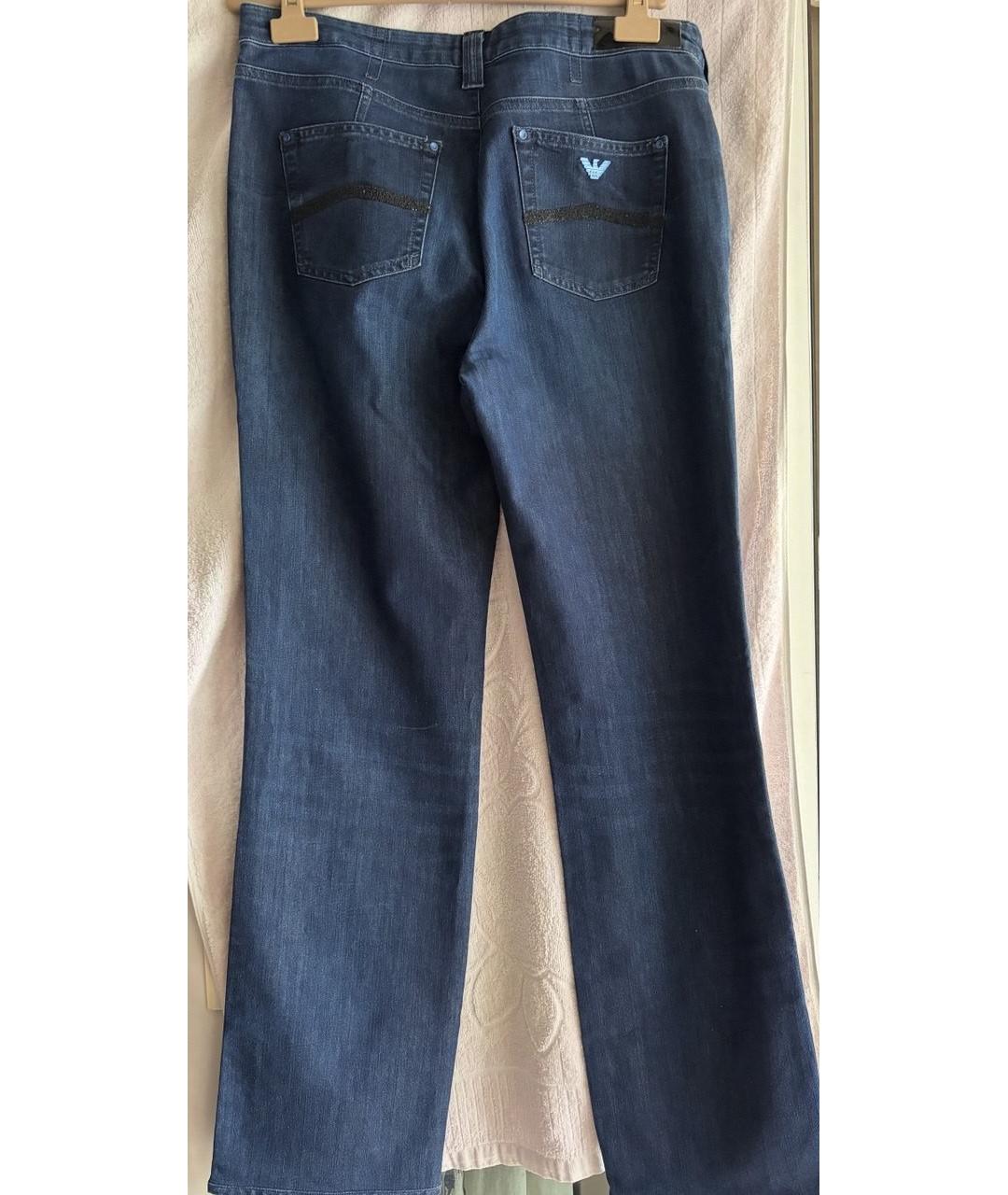 ARMANI JEANS Темно-синие хлопко-полиэстеровые прямые джинсы, фото 2