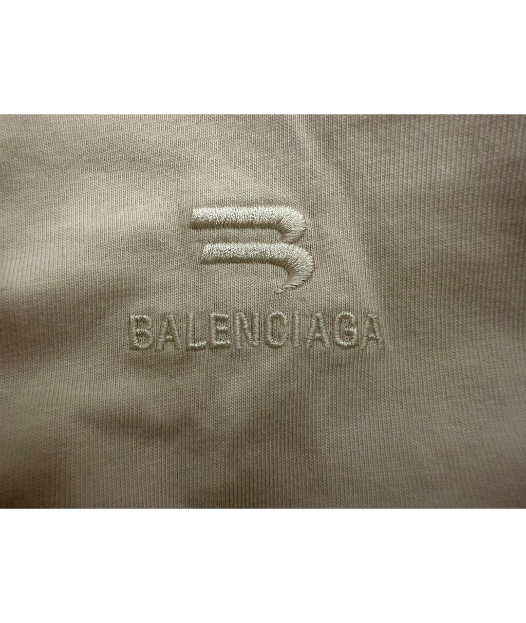 BALENCIAGA Бежевая хлопковая футболка, фото 3