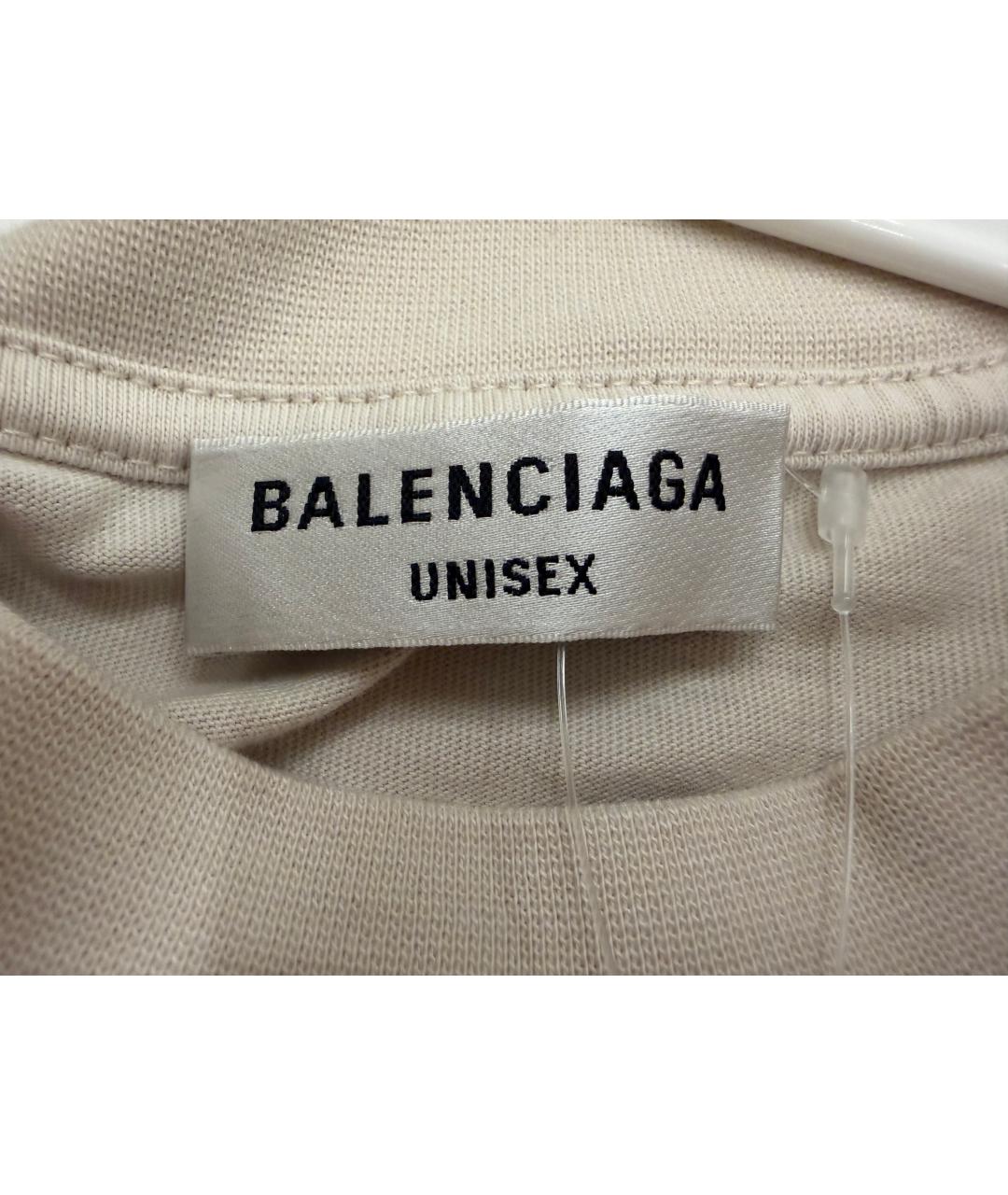 BALENCIAGA Бежевая хлопковая футболка, фото 4