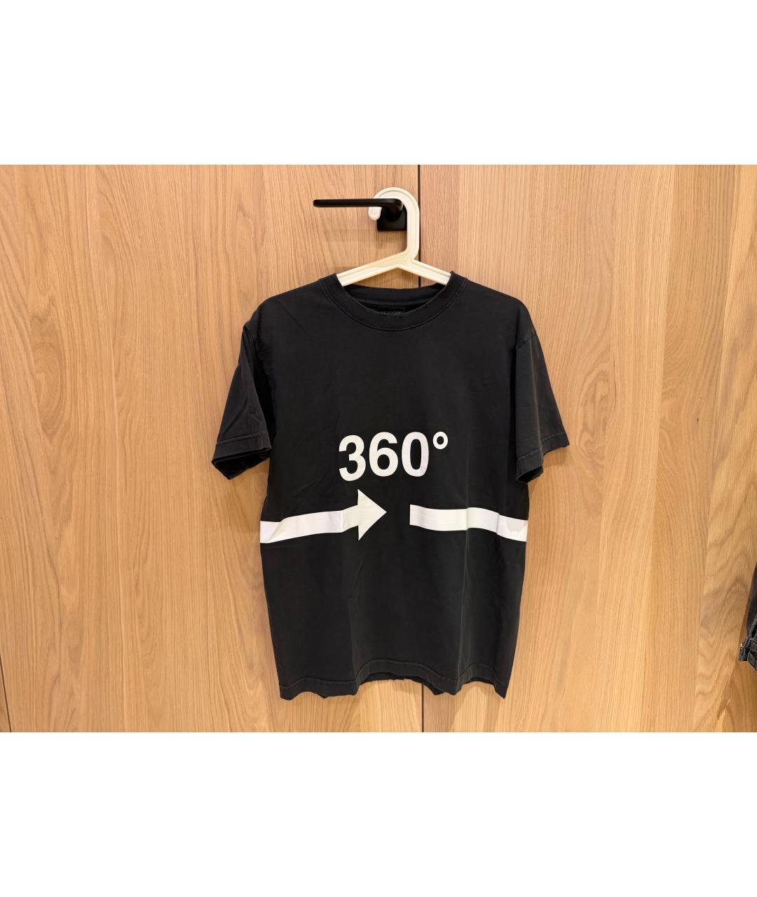 BALENCIAGA Черная хлопковая футболка, фото 7