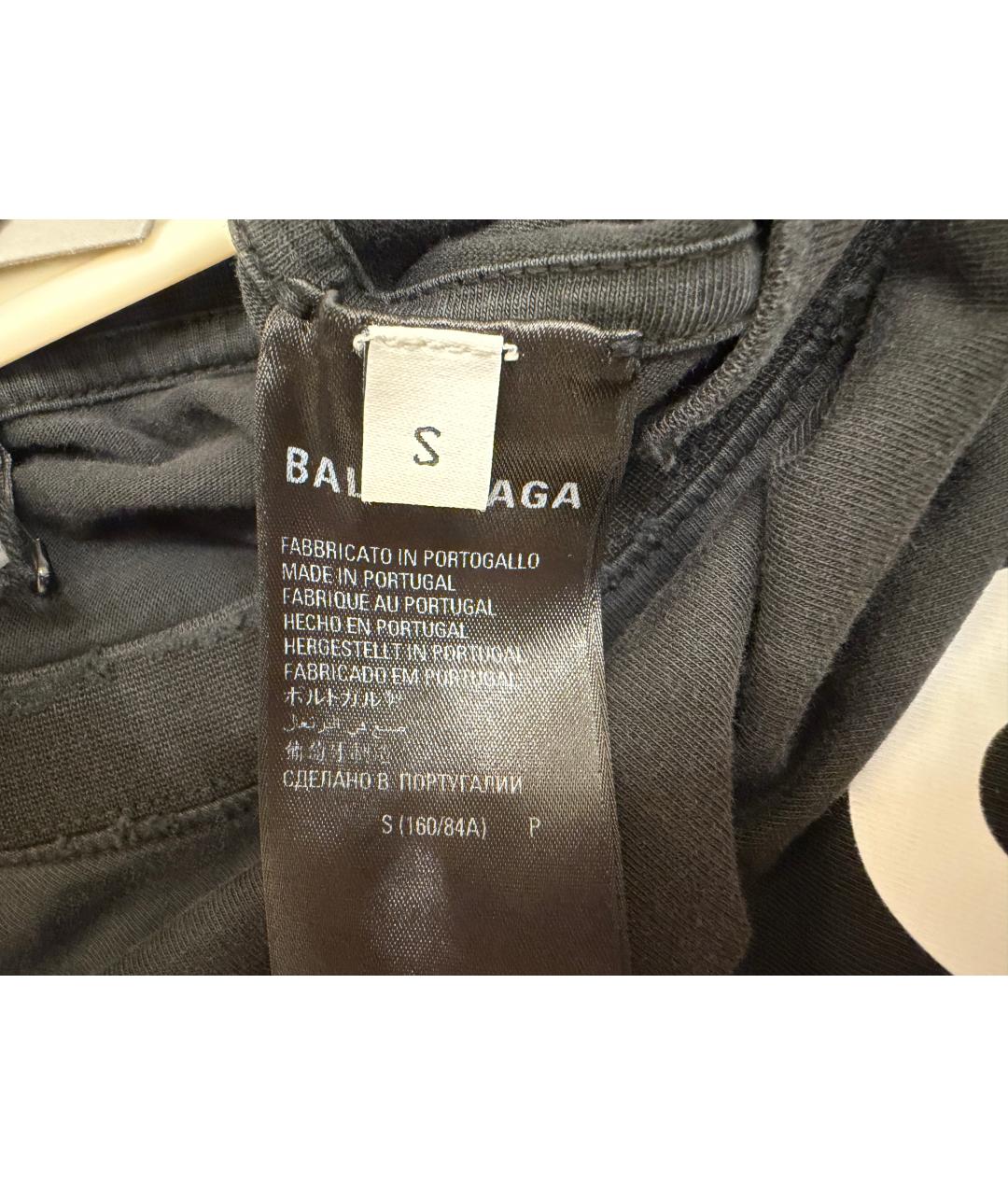 BALENCIAGA Черная хлопковая футболка, фото 5