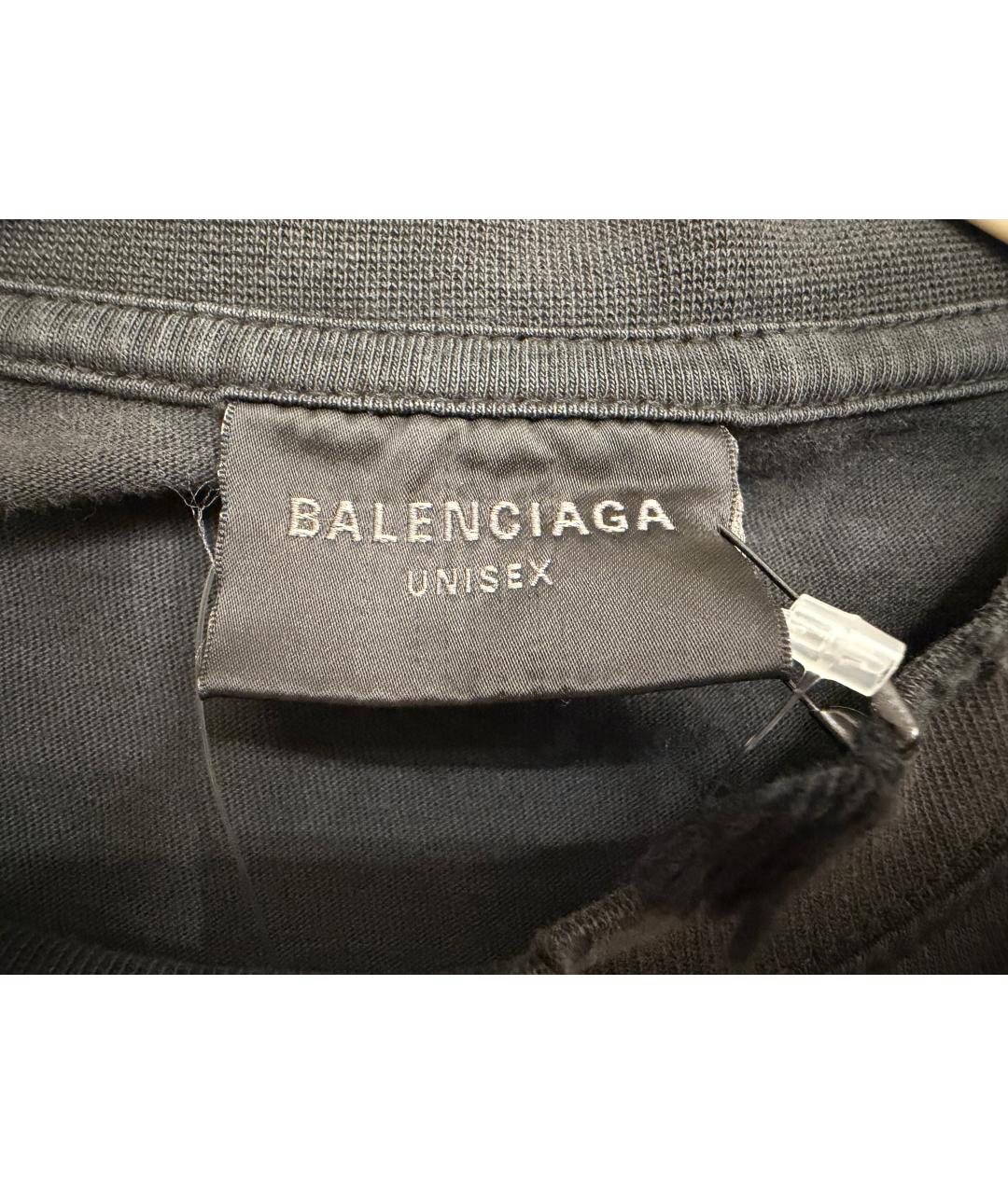 BALENCIAGA Черная хлопковая футболка, фото 3