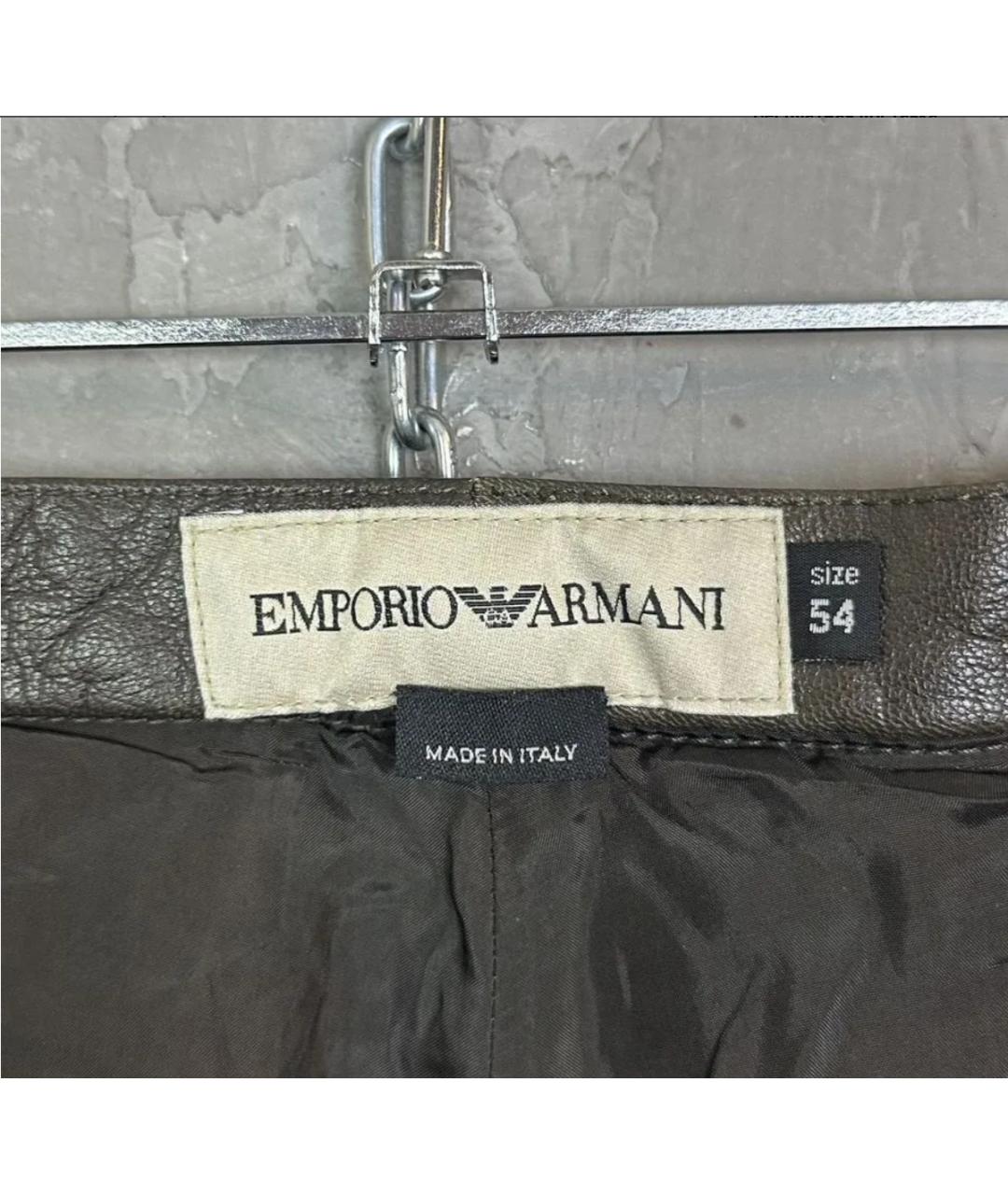 EMPORIO ARMANI Коричневые кожаные повседневные брюки, фото 9
