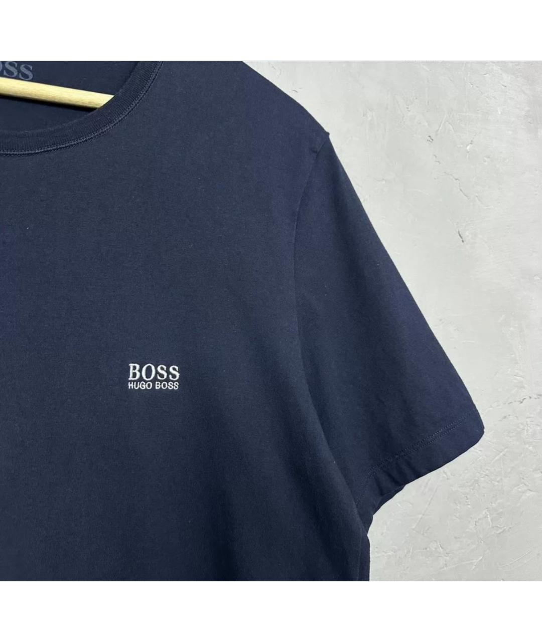 HUGO BOSS Темно-синяя хлопковая футболка, фото 3