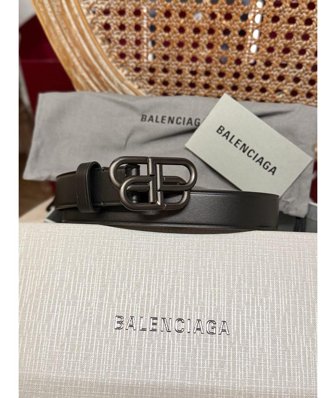 BALENCIAGA Черный кожаный ремень, фото 4