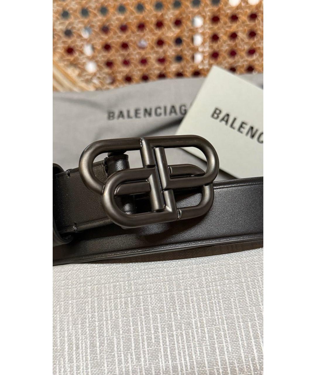 BALENCIAGA Черный кожаный ремень, фото 3