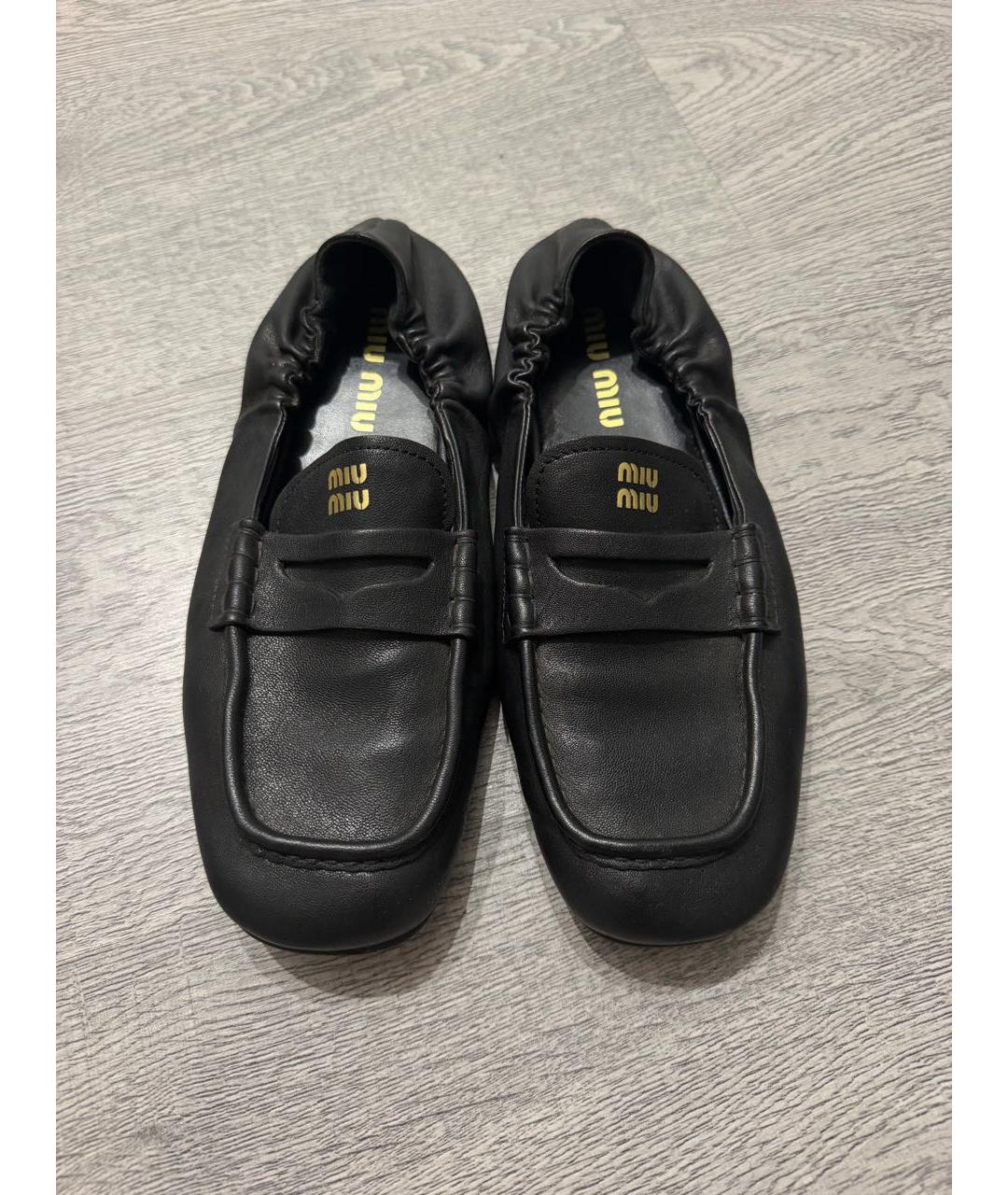 MIU MIU Черные кожаные лоферы, фото 2
