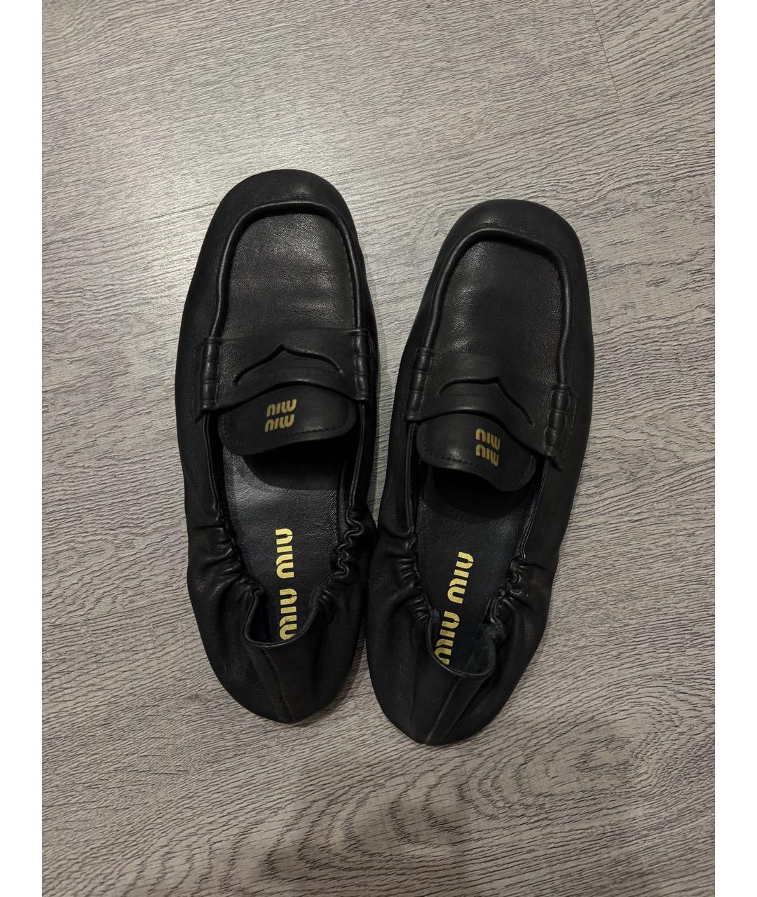 MIU MIU Черные кожаные лоферы, фото 3
