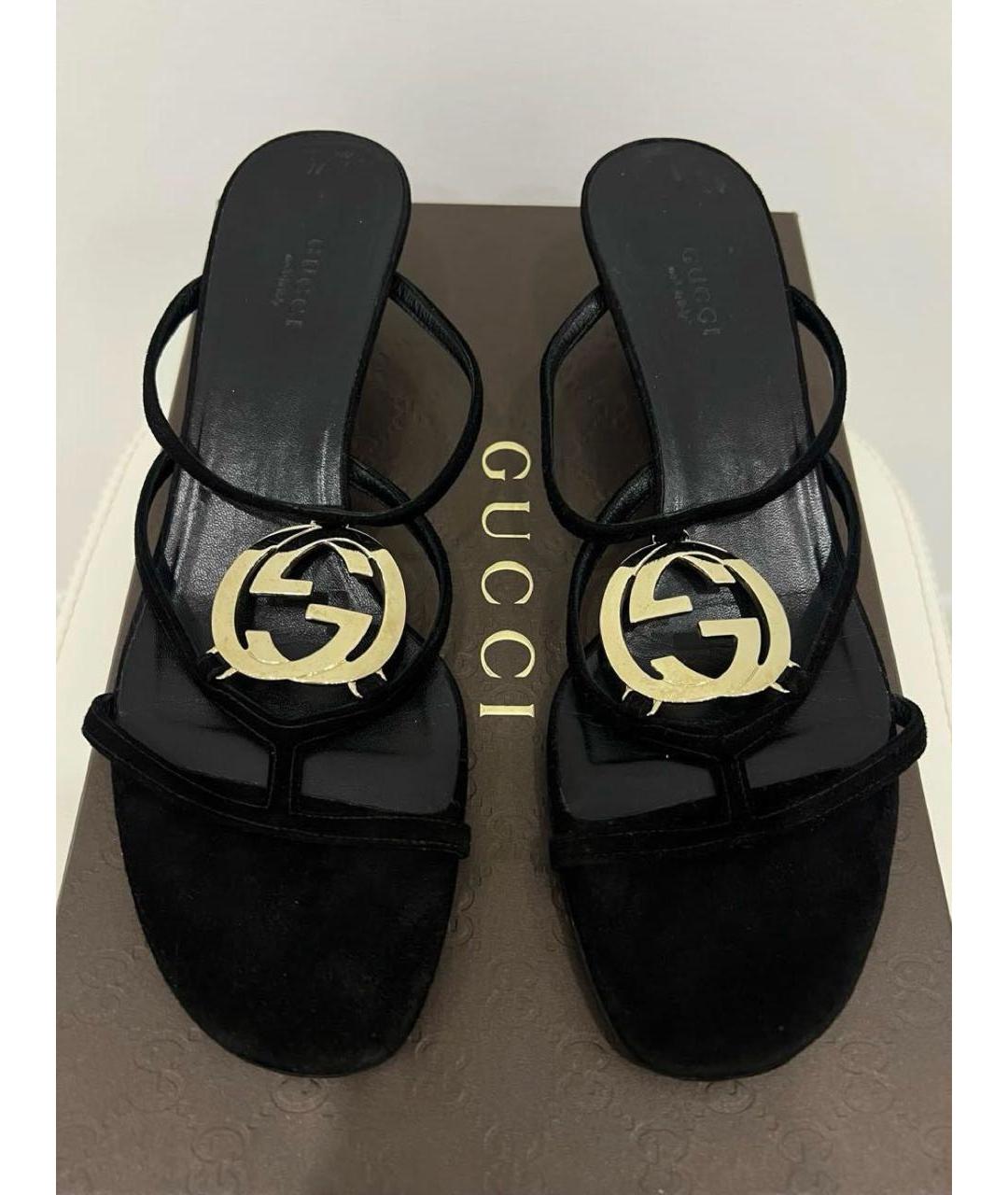 GUCCI Черные замшевые мюли, фото 3